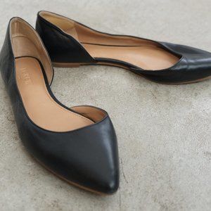 J.Crew Black Leather D'Orsay Flats